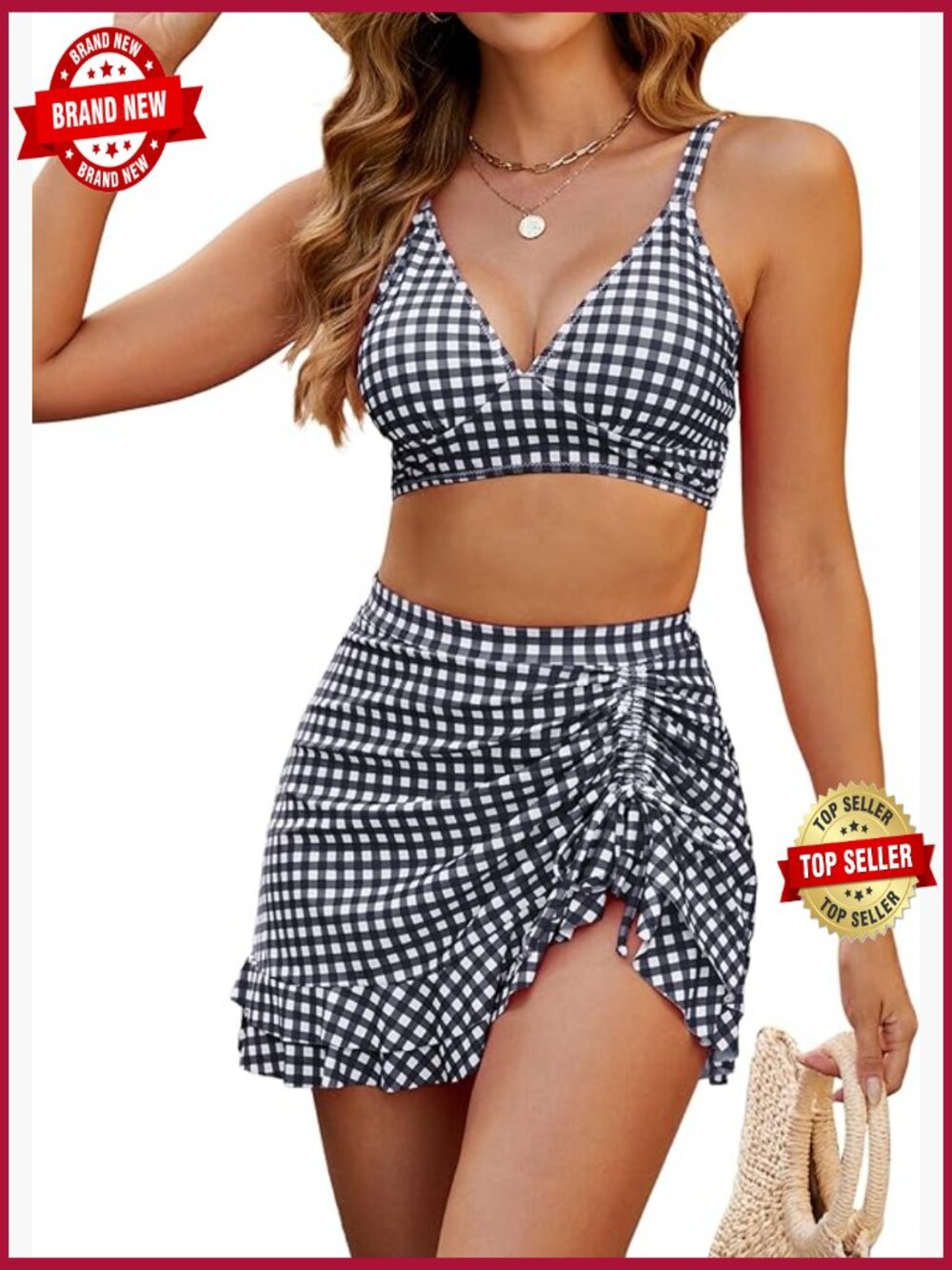 High Waisted Bikini Set Tummy Control Retro Swimsuit Two Piece